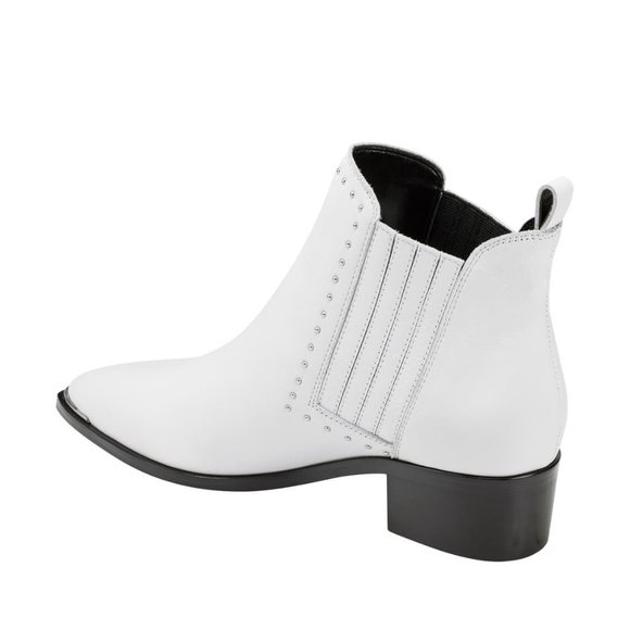 Marc Fisher LTD Yami White Leather Silver Micro Stud Chelsea  Marc Fisher Yami White Silver Micro Stud Boots NEW